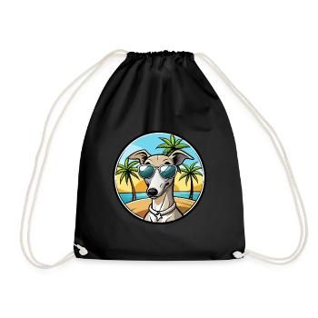 Lévrier italien race chien dessin animé lunettes de soleil plage - Sac de sport léger - noir - Devant