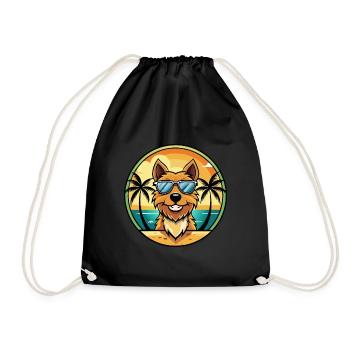 Jagdterrier Dog Breed Cartoon Sunglasses Beach - Drawstring Bag - black - Front