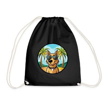 Jamthund Dog Breed Cartoon Sunglasses Beach - Drawstring Bag - black - Front