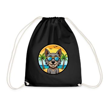 Mittelschnauze Hunderasse Cartoon Sonnenbrille Strand - Turnbeutel - Schwarz - Vorne
