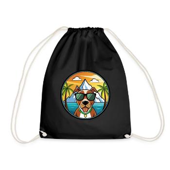 Mountain Cur Hund Rasse Cartoon Sonnenbrille Strand - Turnbeutel - Schwarz - Vorne