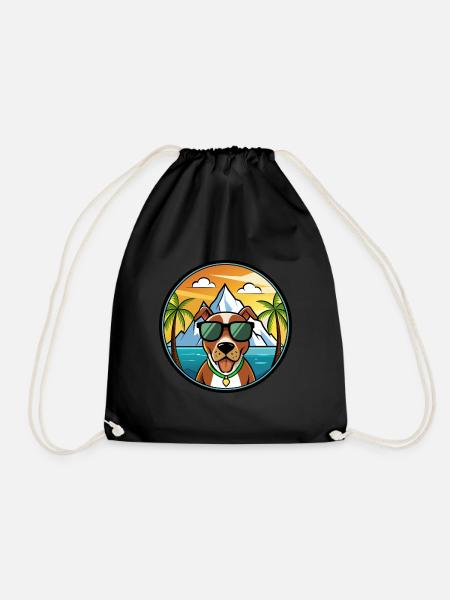 Mountain Cur Hund Rasse Cartoon Sonnenbrille Strand - Turnbeutel - Schwarz