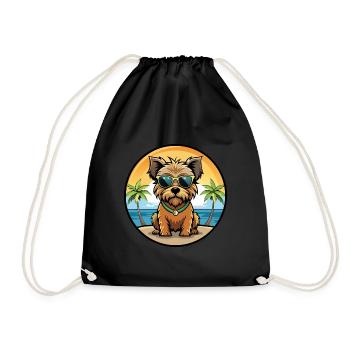Norfolk Terrier Chien Race Dessin Animé Lunettes de Soleil Plage - Sac de sport léger - noir - Devant