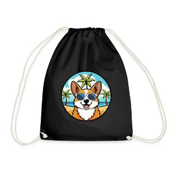 Pembroke Welsh Corgi Dog Breed Cartoon Sunglasses - Drawstring Bag - black - Front
