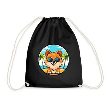 Poméranie Spitz allemand race de chien Cartoon Beach - Sac de sport léger - noir - Devant