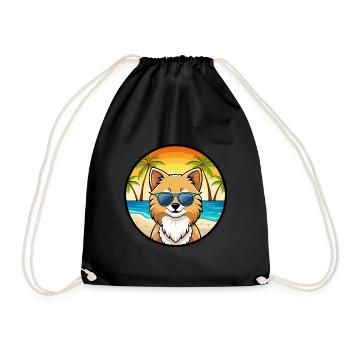 Pommersche Hunderasse Cartoon Sonnenbrille Strand - Turnbeutel - Schwarz - Vorne
