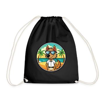 Polnische Jagdhunderasse Cartoon Sonnenbrille Strand - Turnbeutel - Schwarz - Vorne
