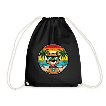 Portuguese Watchdog Breed Cartoon Sunglasses Beach - Drawstring Bag - black - Front