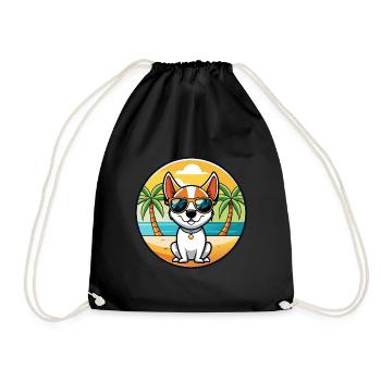 Rat Terrier Hund Rasse Cartoon Sonnenbrille Strand - Turnbeutel - Schwarz - Vorne