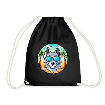 Chien-loup russe race de chien dessin animé lunettes de soleil plage - Sac de sport léger - noir - Devant