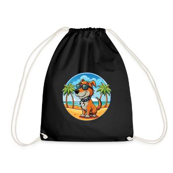 Polish Hunting Hound Dog Breed Cartoon Sunglasses - Drawstring Bag - black - Front