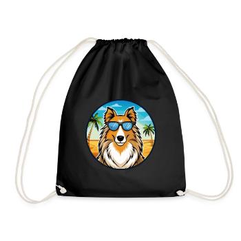 Rough Collie Chien Race Dessin Animé Lunettes De Soleil Plage - Sac de sport léger - noir - Devant