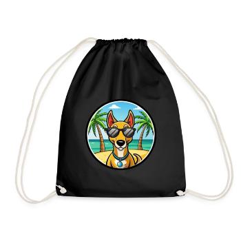 Russischer Harlekin Hund Rasse Cartoon Strand - Turnbeutel - Schwarz - Vorne