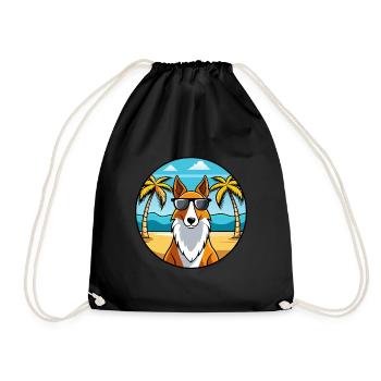 Smooth Collie Hunderasse Cartoon Sonnenbrille Strand - Turnbeutel - Schwarz - Vorne