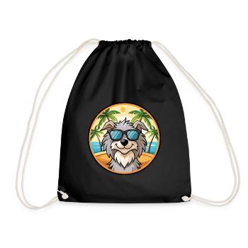 Chien de berger des Pyrénées Race Dessin animé Lunettes de soleil Plage - Sac de sport léger - noir - Devant