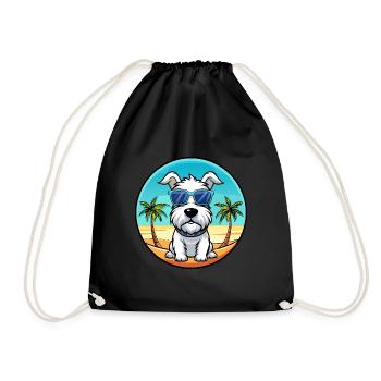 Sealyham Terrier Dog Breed Cartoon Sunglass Beach - Drawstring Bag - black - Front