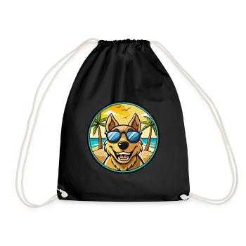 Sapsali Dog Breed Cartoon Sunglasses Beach - Drawstring Bag - black - Front