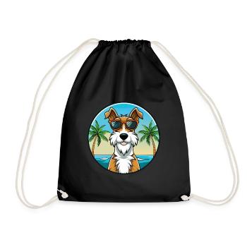 Draht Foxterrier Hunderasse Cartoon Sonnenbrille Strand - Turnbeutel - Schwarz - Vorne
