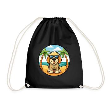 Spanisch Wasser Hund Rasse Cartoon Sonnenbrille Strand - Turnbeutel - Schwarz - Vorne