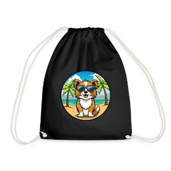 Épagneul tibétain race chien dessin animé lunettes de soleil plage - Sac de sport léger - noir - Devant