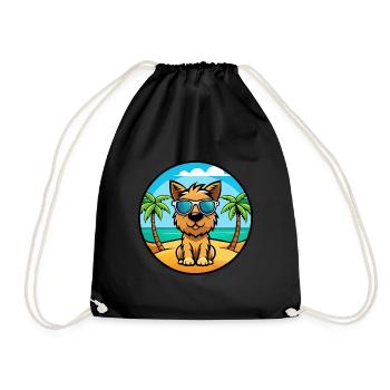 Tenterfield Terrier Hunderasse Cartoon Sonnenbrille - Turnbeutel - Schwarz - Vorne