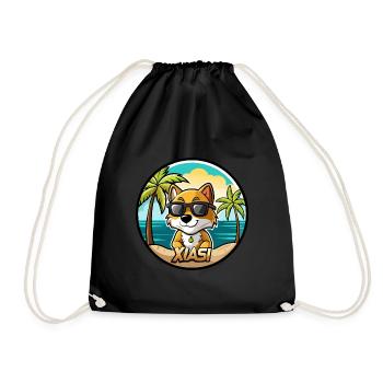 Xiasi Dog Breed Cartoon Sunglasses Beach - Drawstring Bag - black - Front