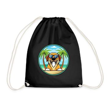 Spanish Mastiff Dog Breed Cartoon Sunglasses Beach - Drawstring Bag - black - Front