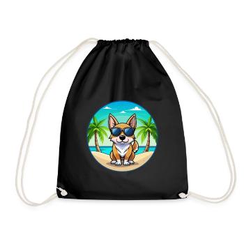 Suédois Vallhund Race Chien Dessin Animé Lunettes De Soleil Plage - Sac de sport léger - noir - Devant