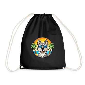 Chien d’élan suédois race dessin animé lunettes de soleil plage - Sac de sport léger - noir - Devant