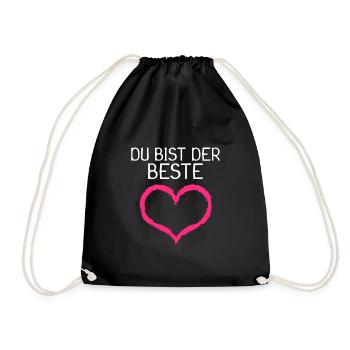 Du bist der Beste Herz Geschenk - Turnbeutel - Schwarz - Vorne