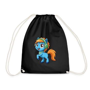 Poney Drôle Dessin Animé Personnage Casque Musique - Sac de sport léger - noir - Devant