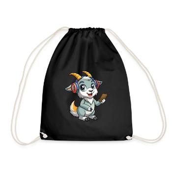 Chèvre Drôle Dessin Animé Personnage Casque Musique - Sac de sport léger - noir - Devant