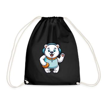 Ours polaire Funny Cartoon Character Casquette Musique - Sac de sport léger - noir - Devant