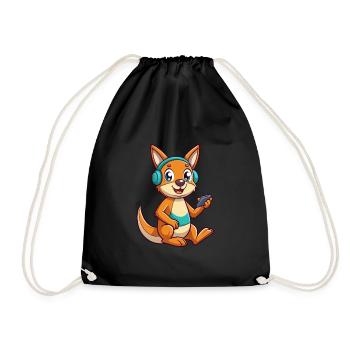 Kangourou Drôle Dessin Animé Personnage Casque Musique - Sac de sport léger - noir - Devant