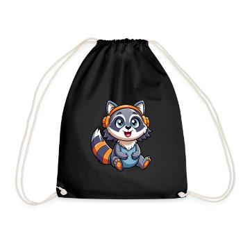 raton laveur drôle de personnage de dessin animé musique de casque - Sac de sport léger - noir - Devant