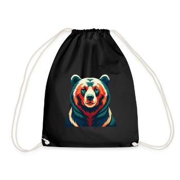 Ours Dessin animé Personnage Animal de compagnie coloré - Sac de sport léger - noir - Devant