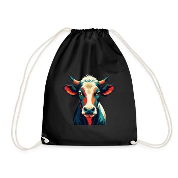 Vache Dessin animé Personnage Animal de compagnie coloré - Sac de sport léger - noir - Devant