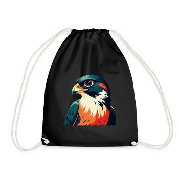 Falcon Cartoon Character Colorful Pet Animal - Drawstring Bag - black - Front