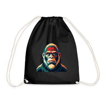 Big Foot Cartoon Character Colorful Pet Animal - Drawstring Bag - black - Front