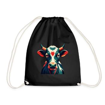 Vache Dessin Animé Personnage Animal De Compagnie Coloré - Sac de sport léger - noir - Devant
