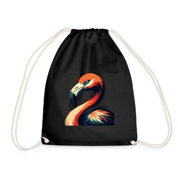 Flamingo Cartoon Character Colorful Pet Animal - Drawstring Bag - black - Front