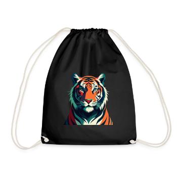 Tigre Dessin animé Personnage Animal de compagnie coloré - Sac de sport léger - noir - Devant