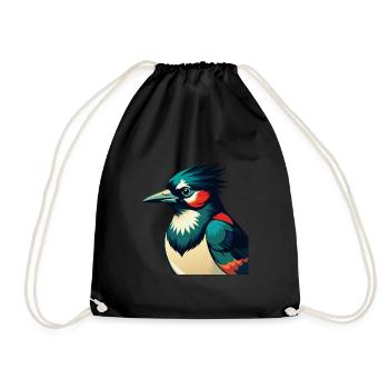 Blue Jay Cartoon Character Colorful Pet Animal - Drawstring Bag - black - Front