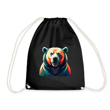 Eisbär Zeichentrickfigur Buntes Haustier Tier - Turnbeutel - Schwarz - Vorne