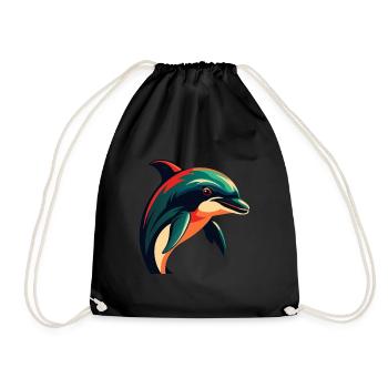 Dauphin Personnage De Dessin Animé Animal De Compagnie Coloré - Sac de sport léger - noir - Devant