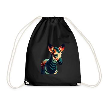 Okapi Zeichentrickfigur Buntes Haustier Tier - Turnbeutel - Schwarz - Vorne