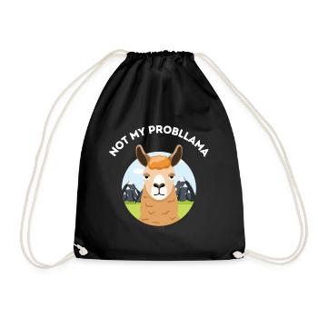Not My Probllama – Sarcastic Llama Pun - Drawstring Bag - black - Front