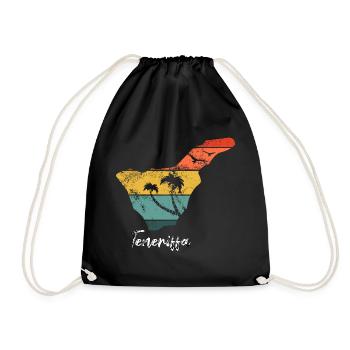 Teneriffa Karte Umriss Kanaren Urlaub vintage - Turnbeutel - Schwarz - Vorne