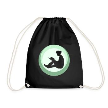 Bookworm Writing Book - Drawstring Bag - black - Front