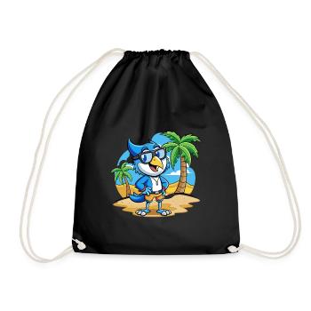 Blue Jay Funny Cartoon Summer Beach Sunglasses - Drawstring Bag - black - Front